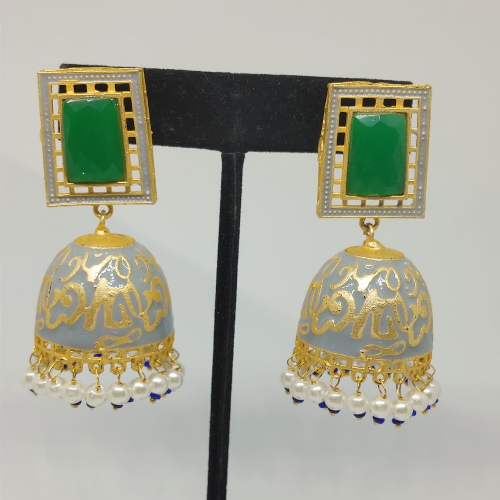 Grey and green jhumki